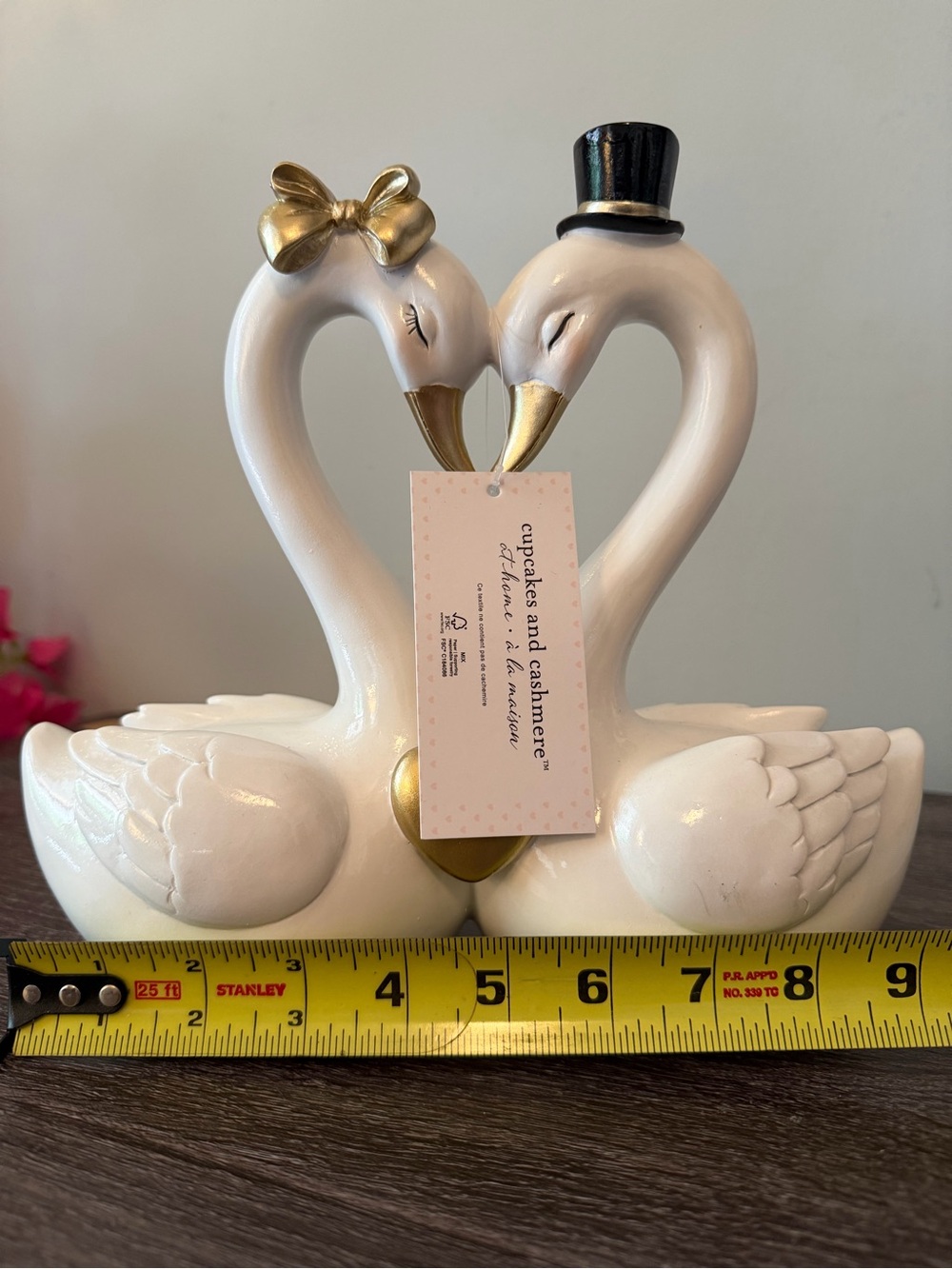 cupcakes & cashmere White and Gold Swan Couple Figurine - Picture 3 of 4